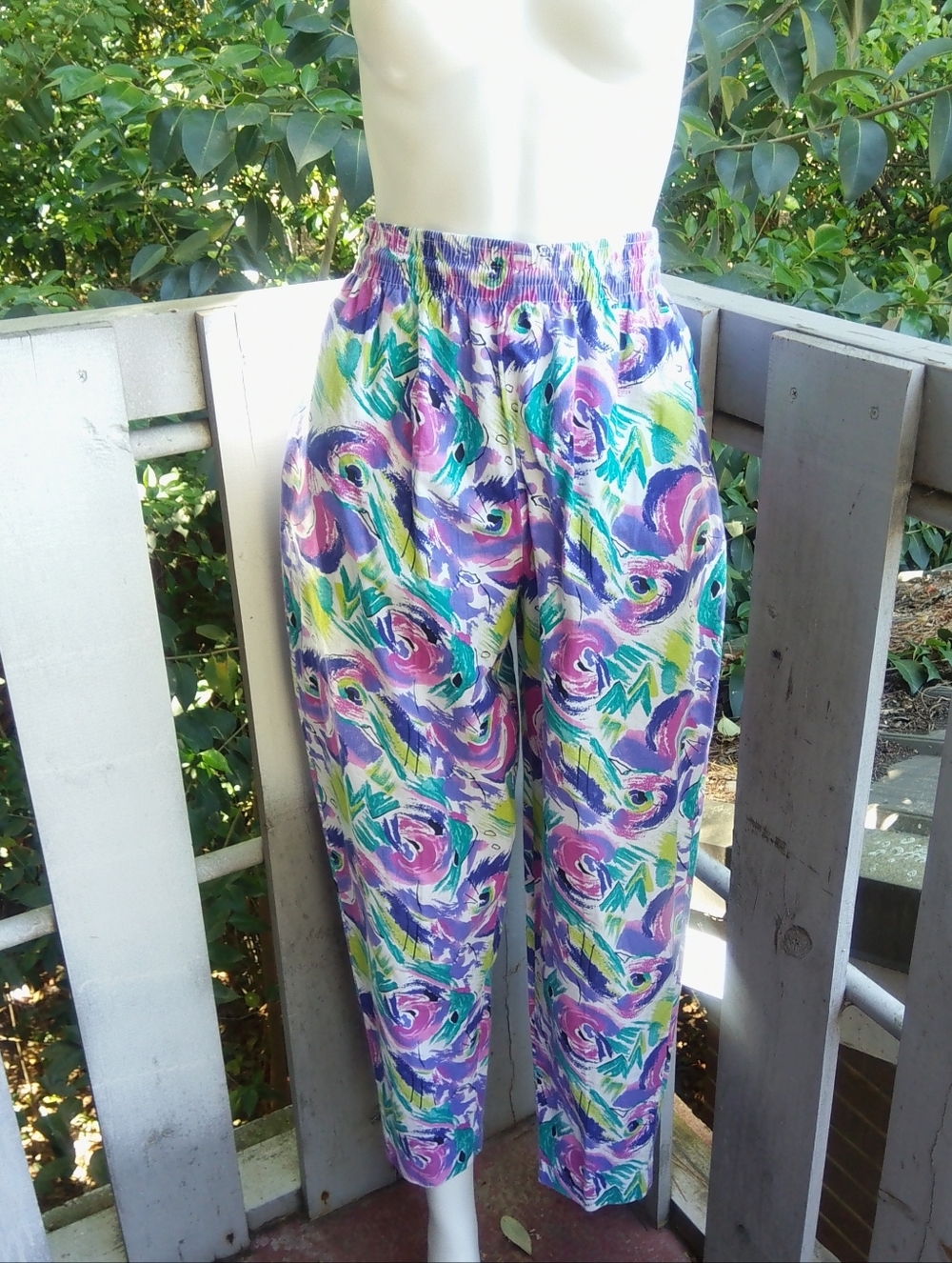 Vintage 80s 90s Funky Abstract Print Mom Pants Trousers Medium